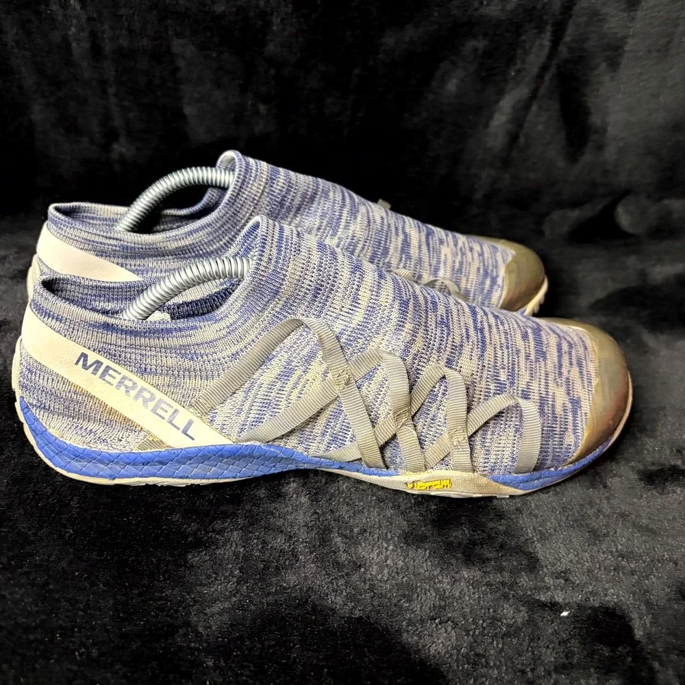 Merrell Trail Glove Mens US 9 Barefoot Shoes Navy White Knit Athletic Sneakers